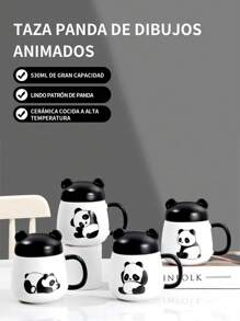 1 Piece Panda Design Ceramic Mug, Leak-Proof Lid, Ideal As A Water Glass Or Coffee Cup, With A Unique And Charming Touch, Perfect For Birthday Gifts And Suitable For Home, Office, Restaurants And Cafes As A Couples Mug. - 款式3 - 查看 2