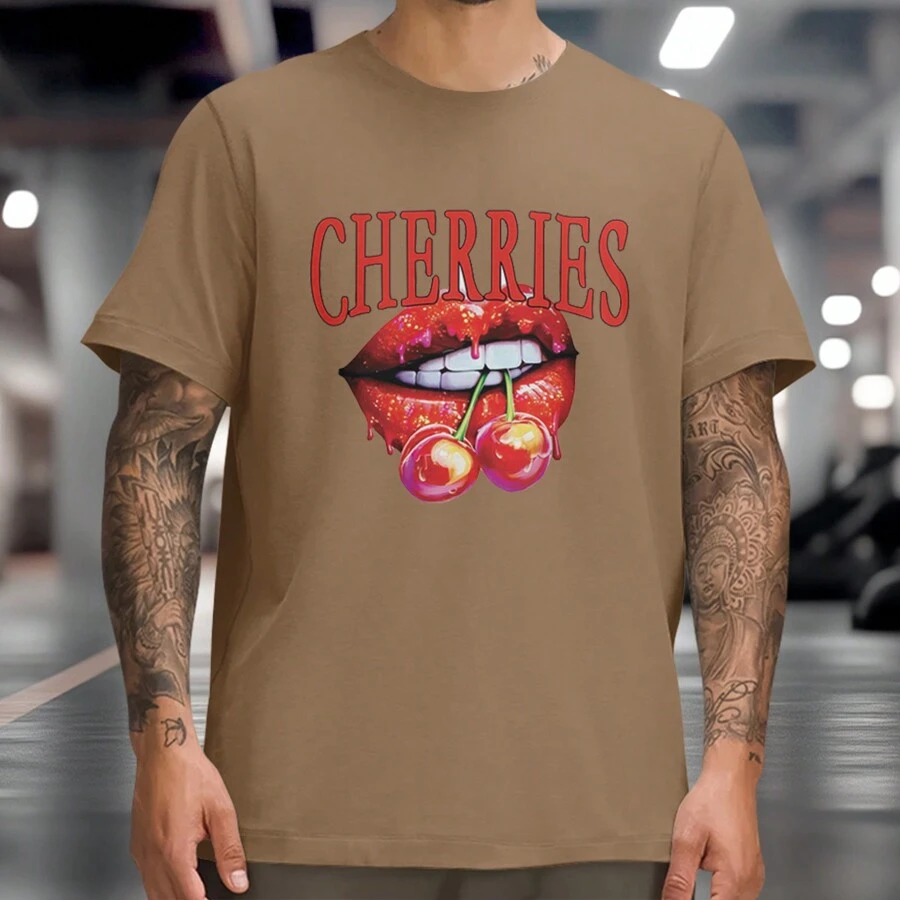 Cherrye T-Shirt Cherrie Shirt Cherry Streetwear T Shirt Cherri 100% Cotton High Quality - 卡其色 - 查看 1