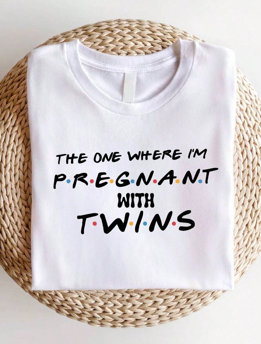 Pregnant With Twins Shirt, Twins Reveal T-Shirt, Twins Announcement Tee, Gift For Twins Mom, Pregnant Announcement Mom Shirts SD-844 - White - View 1