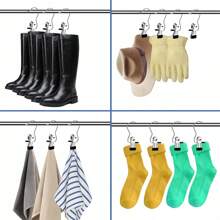 10 piezas de pinzas para tender ropa de acero inoxidable, ganchos plegables multifuncionales de 3 formas, con revestimiento antideslizante y anticorrosión, para el almacenamiento y secado del hogar de bufandas, pantalones, etc. - Multicolor - Ver 5