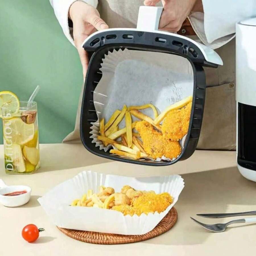 Kit 50 Paper Form For Air Fryer Disposable Protective Lining Mat Promotion 23/20Cm - trắng - Xem 1