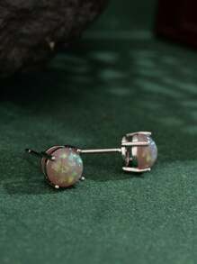 优雅的波西米亚风格琥珀石耳钉，适合男士和女士 - 非常适合日常佩戴和情人节礼物，白金镀铜 - 多种颜色可选 - 蛋白石耳環 - 查看 5