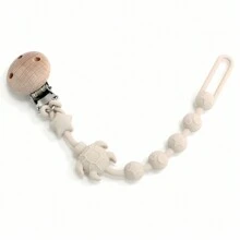 1pc New Cute Silicone Sea Turtle Pacifier Clip, Wooden Clip Design, No Pacifier Included, Silicone Material, Pink, Yellow, Beige - Multicolor - View 11