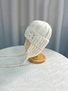 冬季新款毛线帽女冬季保暖护耳针织帽时尚百搭遮脸小毛线帽 - 彩色 - 查看 14