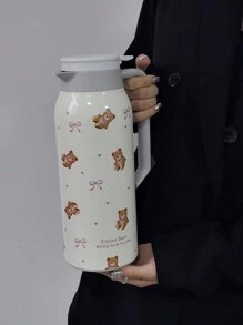 1 个 1500 毫升/50.74 盎司蝴蝶与熊设计保温瓶，双层不锈钢保温咖啡壶，适用于办公室、家庭、户外、餐厅、节日和生日礼物水瓶