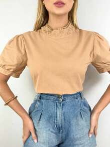 Comfortable Embroidered Linen Women's Shirt - 米色 - 查看 1