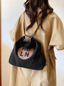 Túi xách nữ thời trang Hàn Quốc mới 2023 Túi đeo vai đôi xích mùa thu thường ngày dung tích lớn Túi đeo chéo đa năng hợp thời trang - màu đen - Xem 7