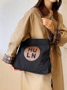 Túi xách nữ thời trang Hàn Quốc mới 2023 Túi đeo vai đôi xích mùa thu thường ngày dung tích lớn Túi đeo chéo đa năng hợp thời trang - màu đen - Xem 3