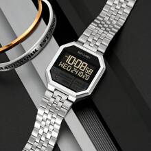 Men Digital Watch Skmei 2350 Stainless Steel Strap 30 Meters Waterproof Luxury Gold Wristwatch - Một cỡ - Xem 3