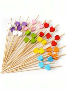 20/24/30/36支爱心水果棒可爱蛋糕装饰棒甜点签名叉棒适用于生日派对、家庭聚会、水果棒、动物竹签、蛋糕装饰、水果装饰、甜点桌装饰、圣诞节 - 彩色 - 查看 11