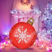 Bola De Decoración Inflable De Pvc De Navidad Gigante 60cm Con luces y control remoto y bomba - copos de nieve - Ver 6
