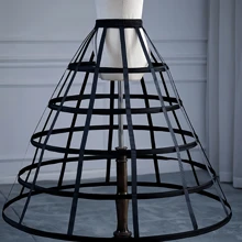 1pc Black & White Hollow 5-Steel Birdcage Fishbone Petticoat, Adjustable Costume Cosplay Underskirt For Wedding Dress