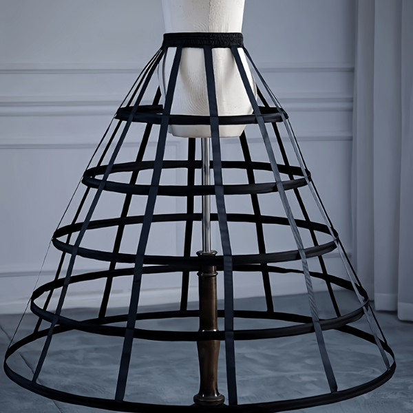 1pc Black & White Hollow 5-Steel Birdcage Fishbone Petticoat, Adjustable Costume Cosplay Underskirt For Wedding Dress