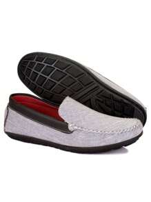 KIT 2 Pairs Men's Dress Shoes Moccasin Slippers Hand-Stitched Soft Lightweight - 灰色 - 查看 4