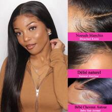 bling hair Perruque malaisienne en cheveux humains, 91 cm, densité 180 %, 33 x 10 cm, avec dentelle frontale transparente HD, pour femmes, perruque bon marché, nœuds décolorés, cheveux bling-bling
