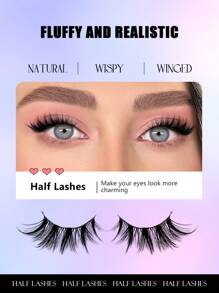 Asiteo 7 Pairs Half-Eye Fishbone False Eyelashes, Natural Cat Eye Makeup Effect, Suitable For Daily, Party, Date, Holiday Makeup - Cat eye Lashes - View 2