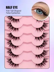 Asiteo 7 Pairs Half-Eye Fishbone False Eyelashes, Natural Cat Eye Makeup Effect, Suitable For Daily, Party, Date, Holiday Makeup - Cat eye Lashes - View 3