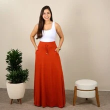 Women's Long Skirt Mesh High Waist Evangelical Fashion - Màu Cam cháy - Xem 6