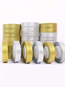 1 Cuộn 22 mét, Nơ ruy băng đóng gói màu vàng sâm panh, Ruy băng màu, Ruy băng satin polyester, Ruy băng lụa hộp quà, Ruy băng dệt Jacquard - Nhiều màu - Xem 4