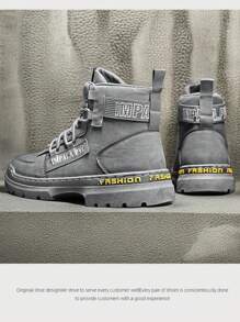 2024 New Autumn/Winter High Top Men Shoes, Sports Casual Waterproof Anti-Slip Boots, Fashion Boots For Men - Grey - View 3