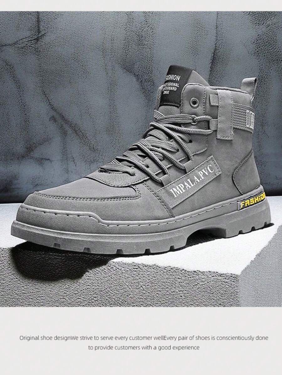 2024 New Autumn/Winter High Top Men Shoes, Sports Casual Waterproof Anti-Slip Boots, Fashion Boots For Men - Grey - View 1