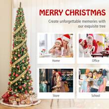7/8 FT Pencil Christmas Tree Artificial Xmas Tree With 523/671 Memory Wire Branch Tips Christmas Decorations Home Christmas Gifts Christmas Decor - Green 8FT - View 9