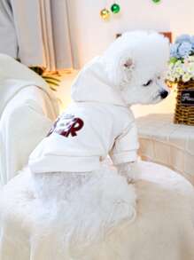 1 件宠物服装，适合小型犬/幼犬的可爱狗猫服装和配饰，秋冬季连帽衫 - 白色 - 查看 4