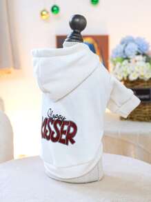 1 件宠物服装，适合小型犬/幼犬的可爱狗猫服装和配饰，秋冬季连帽衫 - 白色 - 查看 7