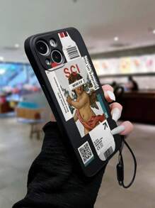 Ốp điện thoại Christian viền đục lỗ hình Cupid chống rơi, vỏ mềm sơn kèm dây đeo cổ tay bằng silicon màu đen, tương thích với iPhone, Galaxy, dòng Redmi, ốp bảo vệ điện thoại chống sốc - Nhiều màu - Xem 2