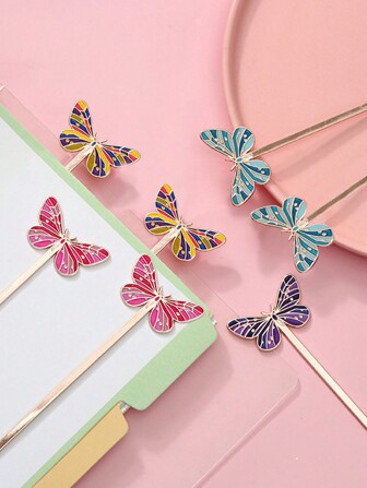 1pc Colorful Fantasy Butterfly Bookmark, Creative Metal Elegant Reading Marker Book Accessories