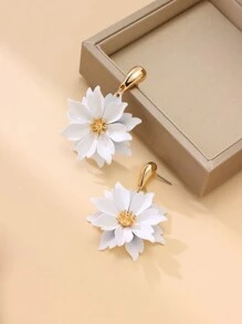 1 paire de boucles d'oreilles fleuries exagérées et vives à la mode, boucles d'oreilles polyvalentes élégantes pour femmes, idéales pour les voyages et les stations balnéaires - boucles d'oreilles fleurs - Voir 8