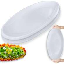 KIT OF 2 TRAYS OVAL PLATE 45.5 CM FOR BUFFET RESTAURANT KITCHEN MELAMINE PREMIUM PROFESSIONAL WHITE SHALLOW - 白色 - 查看 1