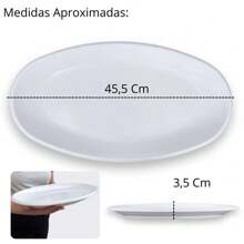 KIT OF 2 TRAYS OVAL PLATE 45.5 CM FOR BUFFET RESTAURANT KITCHEN MELAMINE PREMIUM PROFESSIONAL WHITE SHALLOW - 白色 - 查看 4