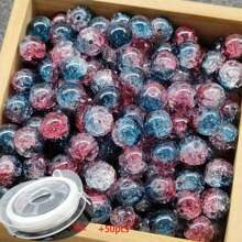 Set de 51 piezas, 50 cuentas de vidrio tipo Dunhuang de 10 mm con efecto craquelado de degradé bicolor + 1 rollo de cordón elástico, para pulseras, llaveros, enhebrado de cuentas, manualidades y decoración navideña