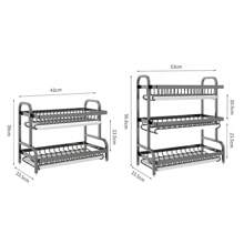 2/3 Tier Dish Drainer Rack With Drip Tray Cutlery Holder Plate Rack Kitchen Sink - Black - View 12