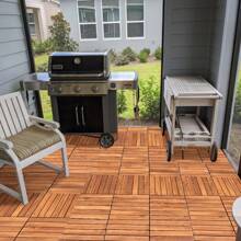 Cecaylie Wooden Tiles Patio Tiles 30x30cm Floor Tiles Acacia Wood, Wooden Tiles Floor Covering Weatherproof Non-Slip Set Of 11 1m² - 6 tấm ván mỗi gạch - Xem 9