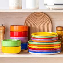 vancasso 18 Pcs Stoneware Dinnerware Set, Mix Colour Set, Bright Color, Dinner Plates, Dessert Plates And Bowl For 6 Person - Multicolor - View 9