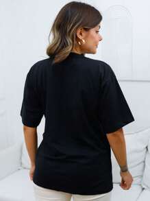 Oversized Women's Blouse Need More Coffee - C29 - 黑色 - 查看 2