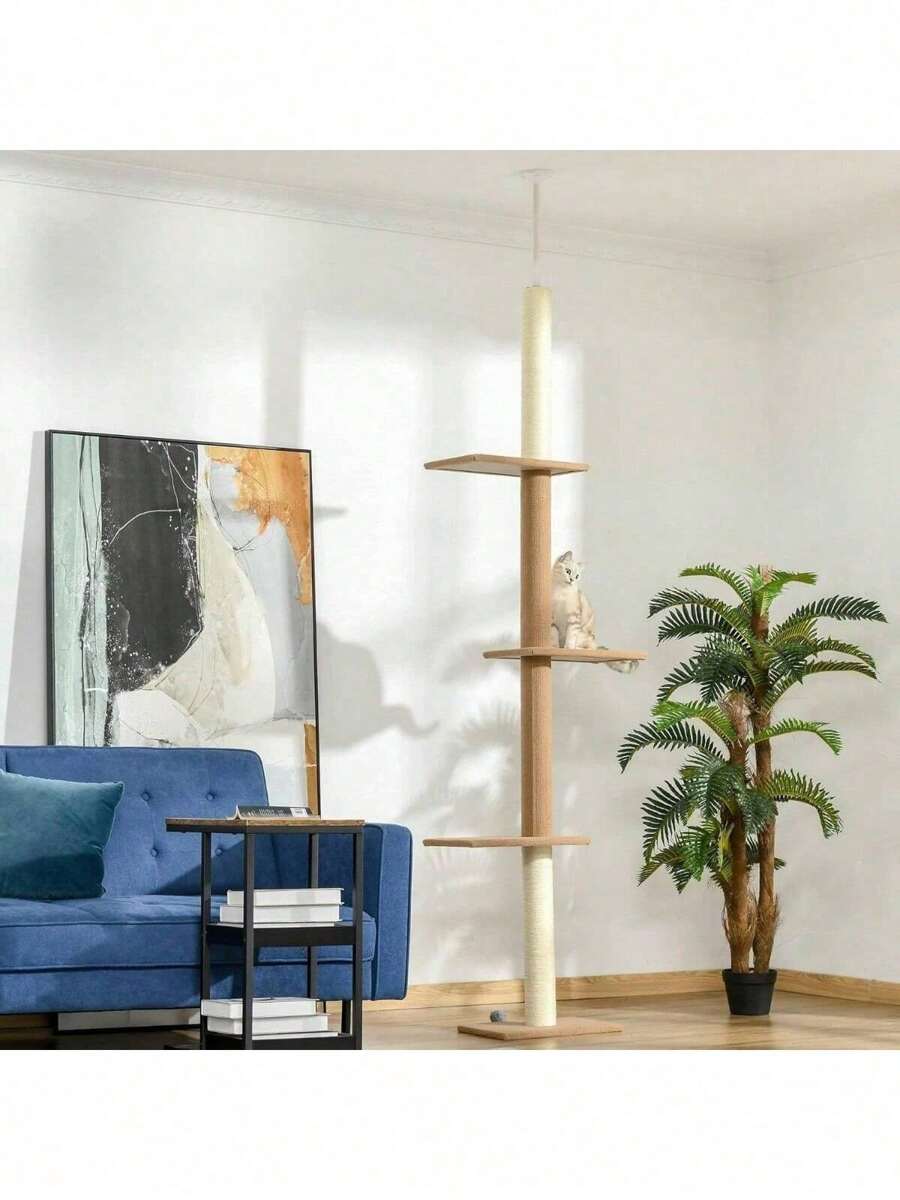 FloorToCeiling Cat Tree Cat Climbing Tower With SisalCovered
