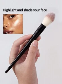 1 cọ trang điểm thon 3 màu, mềm mại và có thể pha trộn để tán phấn, má hồng, dụng cụ làm đẹp di động và thời trang - màu đen - Xem 4