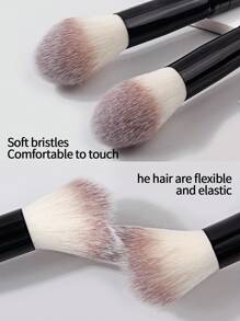 1 cọ trang điểm thon 3 màu, mềm mại và có thể pha trộn để tán phấn, má hồng, dụng cụ làm đẹp di động và thời trang - màu đen - Xem 3