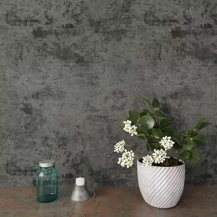 1 Roll Dark Gray Black Concrete Wallpaper, Size 15.7in X 196.8in/118.1in/39.3in, Peel And Stick, Concrete Texture, Vinyl Film, Matte Wall Sticker, Suitable For Bedroom, Basement, Bathroom, Kitchen Cabinets, Countertops, Furniture And Other Wall Decor DIY, Easy To Install And Remove. - Dark Grey - View 3