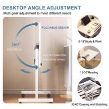 Rolling Desk Adjustable Height,Rolling Computer Cart,Portable Laptop Desk,Small Adjustable Home Office Desk,Rolling Laptop Desk,Small Portable Desk - White - View 4
