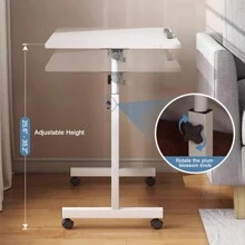 Rolling Desk Adjustable Height,Rolling Computer Cart,Portable Laptop Desk,Small Adjustable Home Office Desk,Rolling Laptop Desk,Small Portable Desk - White - View 5