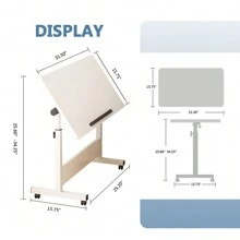 Rolling Desk Adjustable Height,Rolling Computer Cart,Portable Laptop Desk,Small Adjustable Home Office Desk,Rolling Laptop Desk,Small Portable Desk - White - View 2