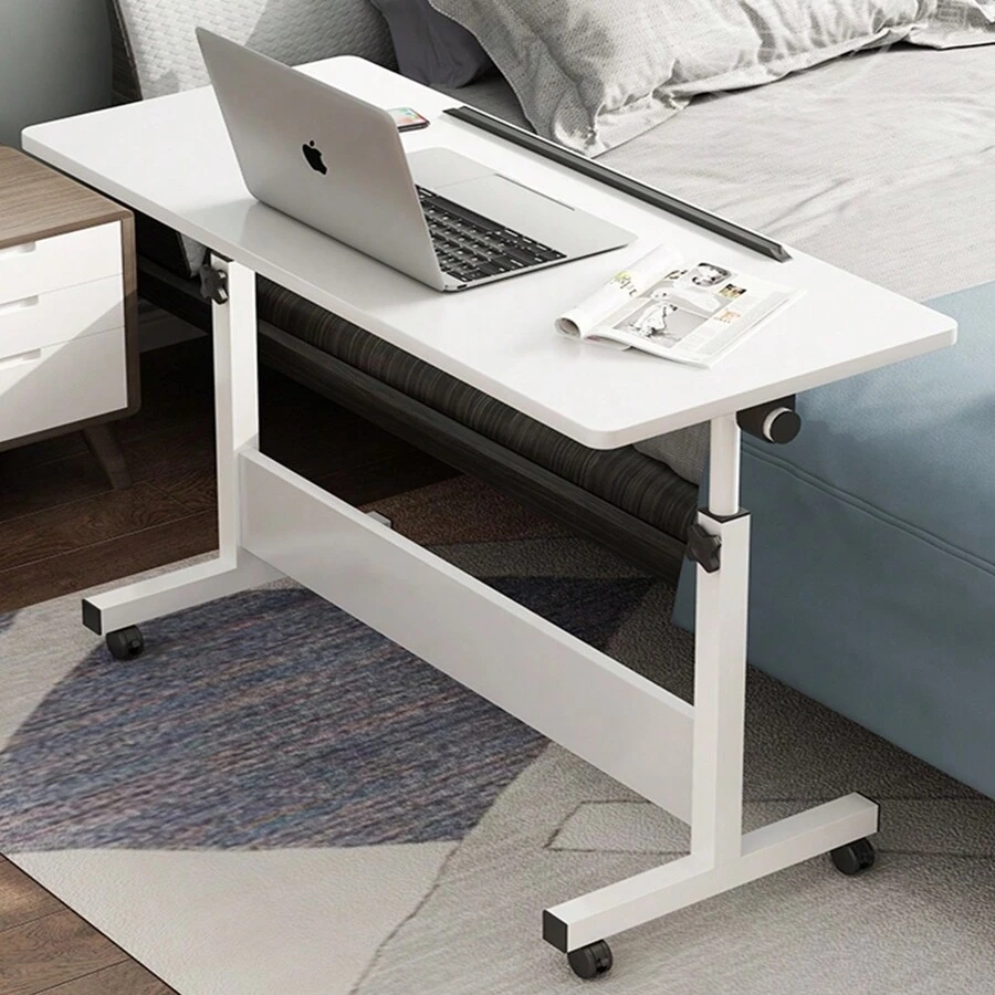 Rolling Desk Adjustable Height,Rolling Computer Cart,Portable Laptop Desk,Small Adjustable Home Office Desk,Rolling Laptop Desk,Small Portable Desk - White - View 1