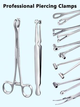 316L 不锈钢专业穿孔夹工具、穿孔珠宝更换工具、穿孔杠铃夹、穿孔球拆卸工具-3mm 钳口、手术钢身体珠宝球支架拆卸工具拧开和拧紧真皮锚钳、鼻中隔唇钉耳环钳、鼻中隔夹钳，轻松方便地切换软骨鼻唇钉和耳轮穿孔