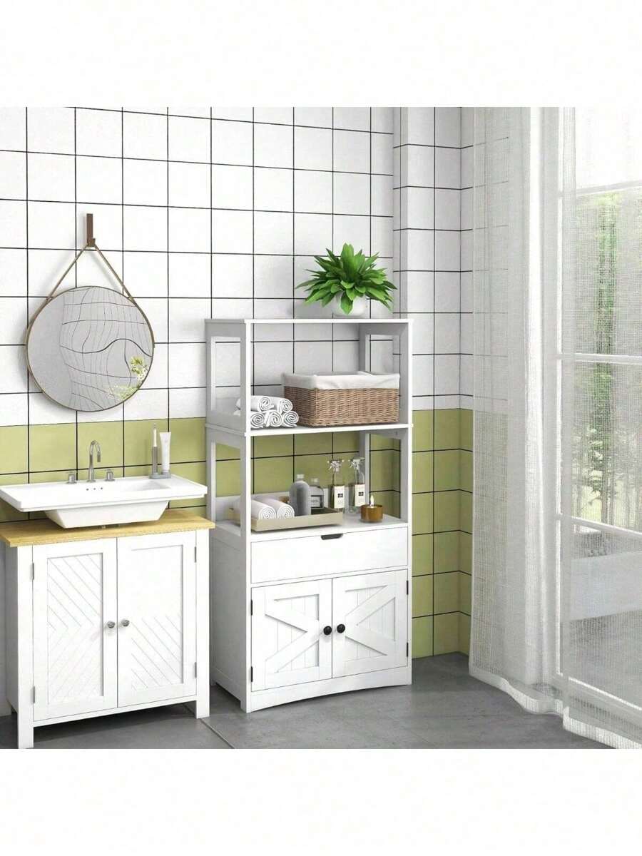 Farmhouse Bathroom Floor Linen Bathroom Storage