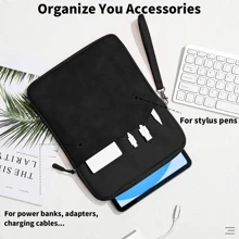 平板电脑便携包适用于三星 Galaxy Tab / iPad / Kindle / Android 平板电脑 / 平板电脑保护套适用于 7 ~ 8 / 9 ~ 11 / 12.9~13 英寸平板电脑防水带手柄和前袋，黑色
