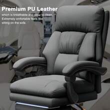 Office Chair Executive Desk Chair Leather Computer Gaming Chairs Comfortable Big And Tall Office Chairs With Footrest - 灰色 - 查看 4